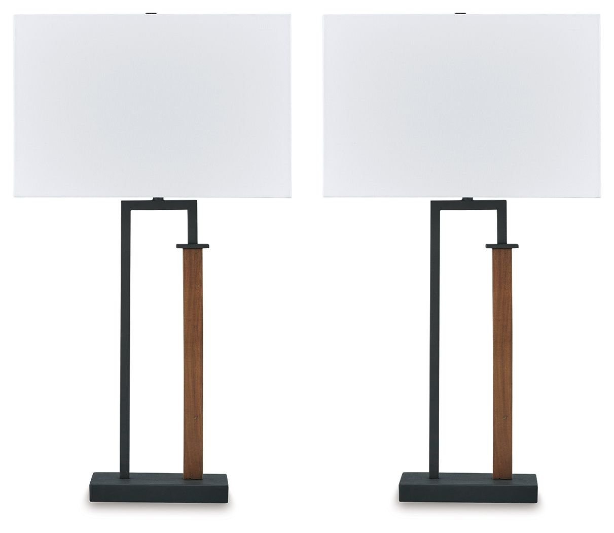 Voslen - Noir / Marron - Lampe de table en métal (lot de 2)