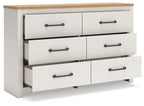 Linnocreek - Blanc / Brun chaud - Commode à six tiroirs