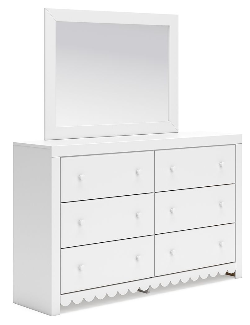 Mollviney - Blanc - Commode et miroir