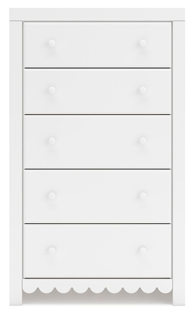 Mollviney - Blanc - Commode à cinq tiroirs