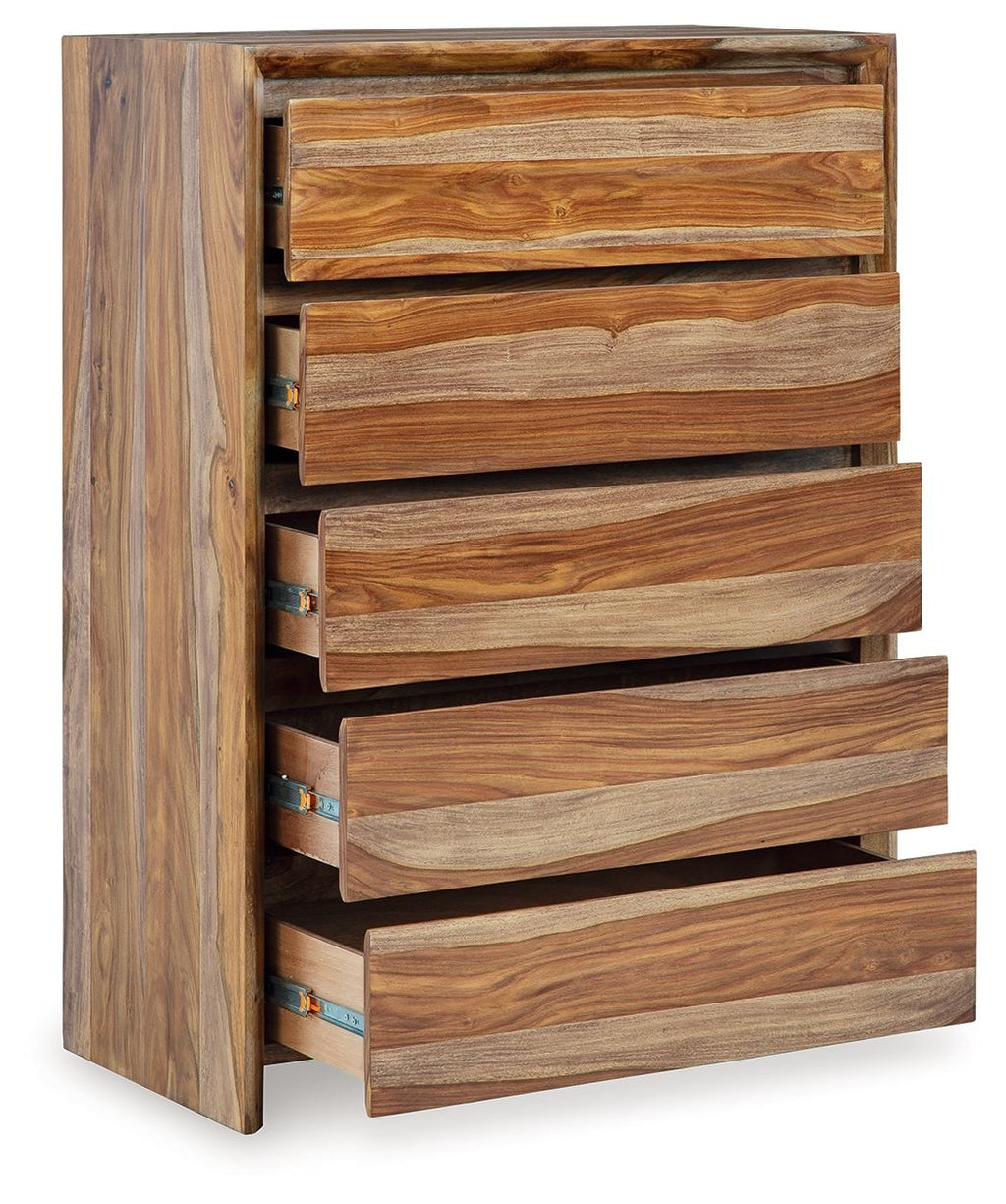 Dressonni - Marron - Commode à cinq tiroirs