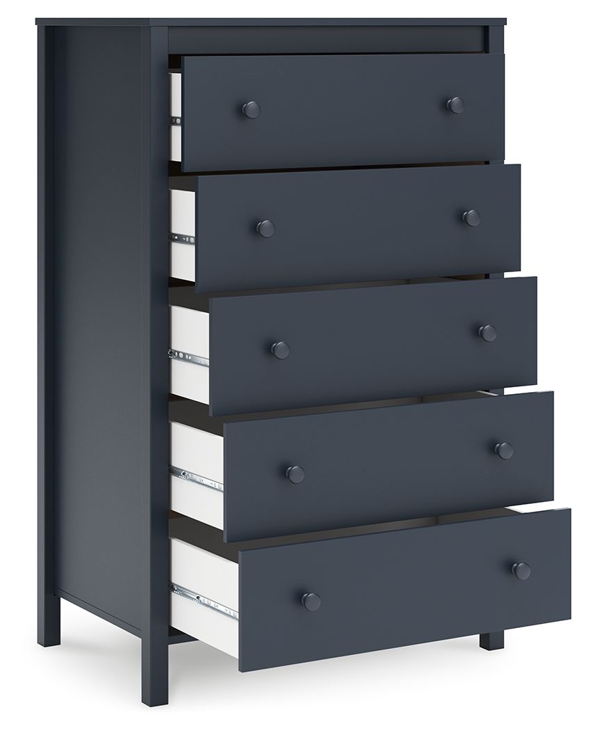 Simmenfort - Bleu marine - Commode cinq tiroirs