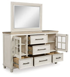 Shaybrock - Blanc antique / Marron - Commode et miroir