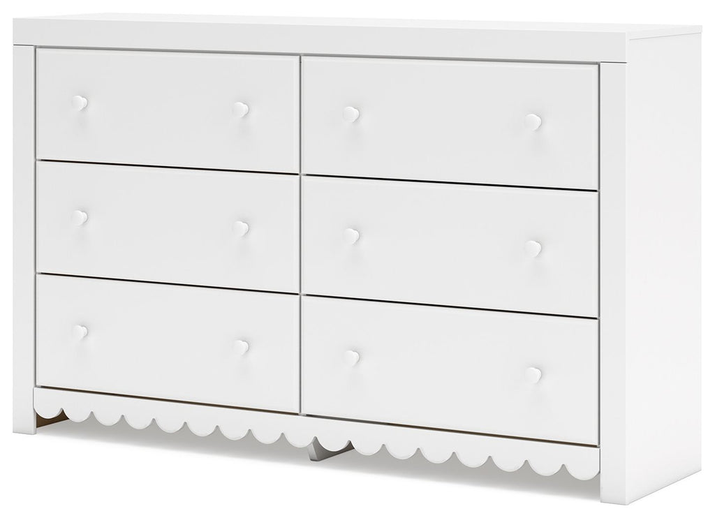 Mollviney - Blanc - Commode à six tiroirs