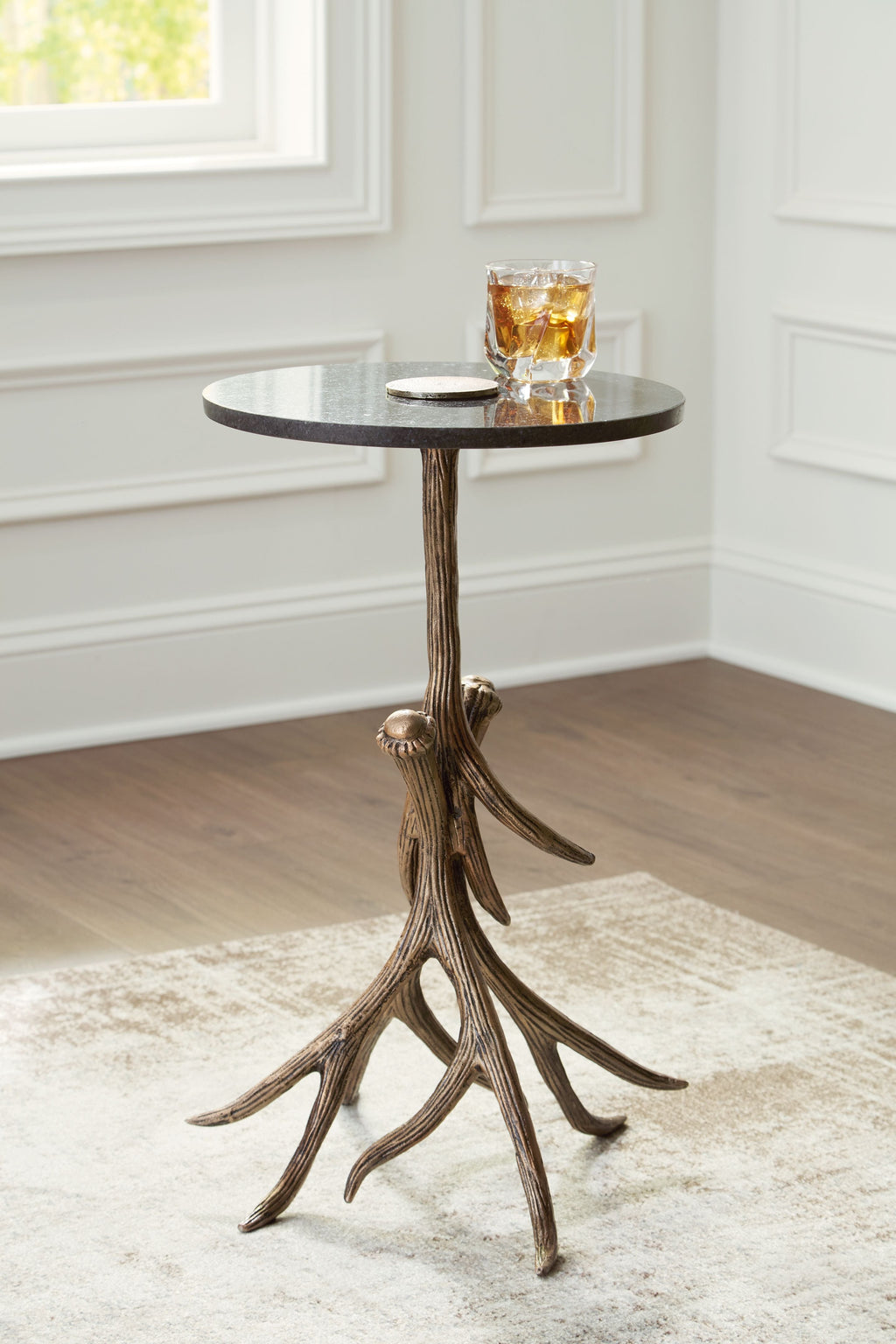 Lemkins - Table d'appoint finition noire/or antique