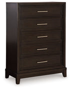 Neymorton - Brun gris foncé - Commode à cinq tiroirs