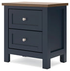 Landocken - Marron / Bleu - Table de chevet à deux tiroirs