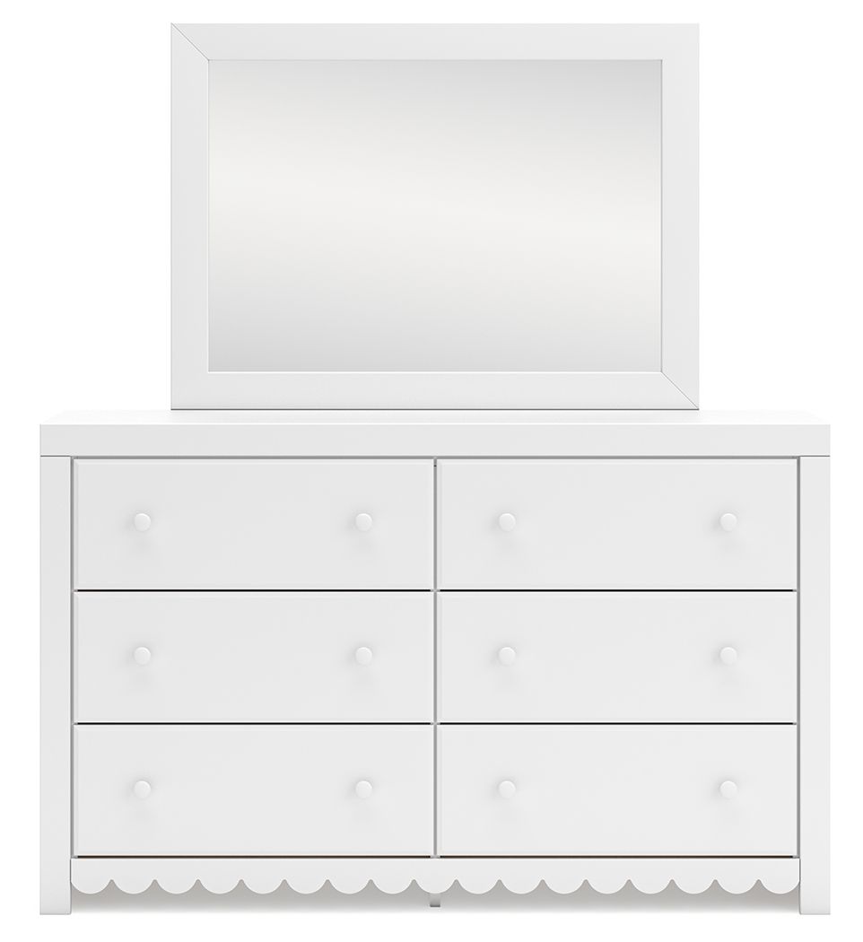 Mollviney - Blanc - Commode et miroir