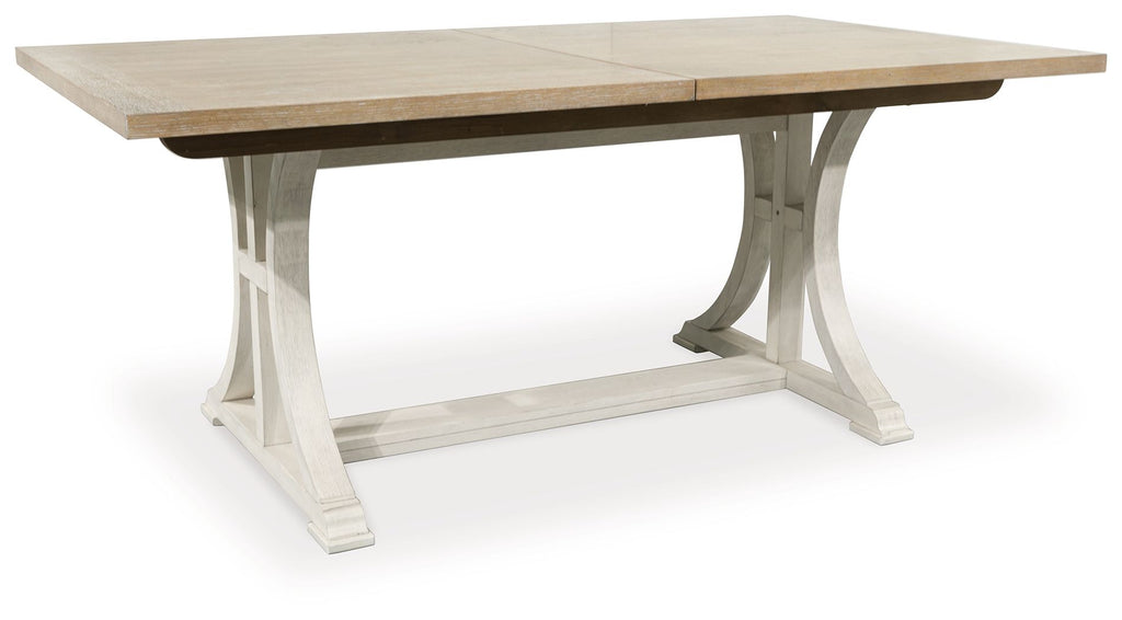 Shaybrock - Table à rallonge rectangulaire de salle à manger blanc antique / marron