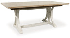 Shaybrock - Table à rallonge rectangulaire de salle à manger blanc antique / marron