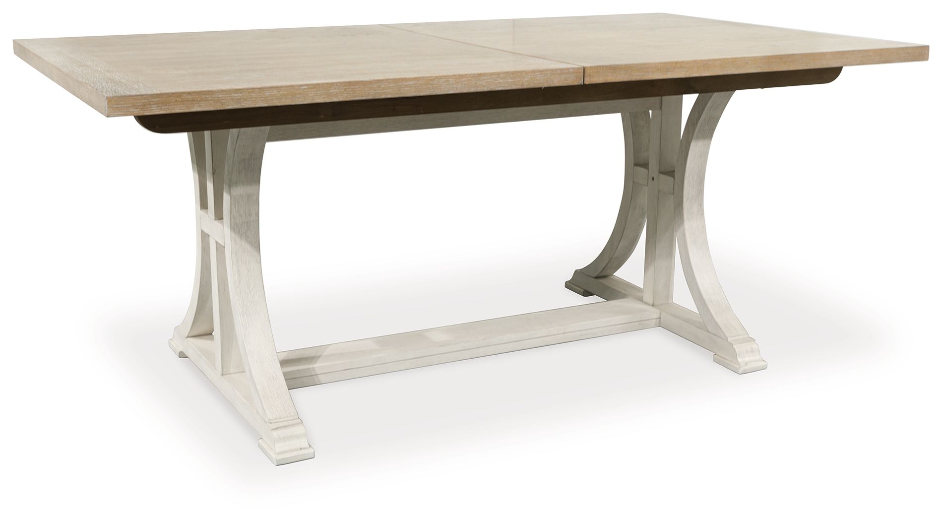 Shaybrock - Table à rallonge rectangulaire de salle à manger blanc antique / marron