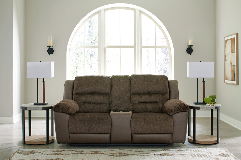 Dorman - Chocolat - Canapé inclinable double avec console
