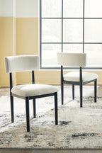Xandrum - Blanc / Noir - Chaise de salle à manger rembourrée (lot de 2)