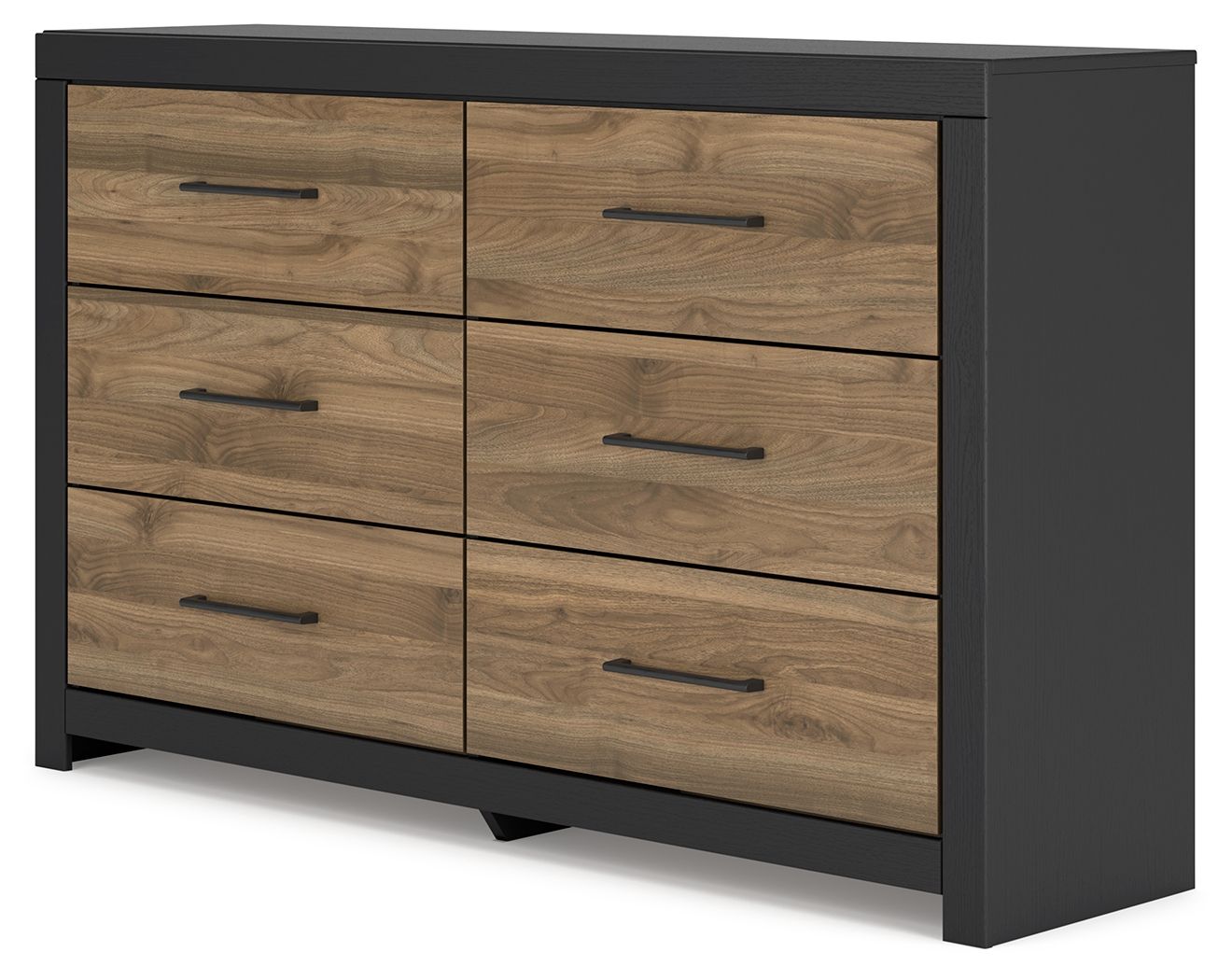 Vertani - Noir / Marron miel - Commode six tiroirs