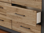 Vertani - Noir / Marron miel - Commode six tiroirs
