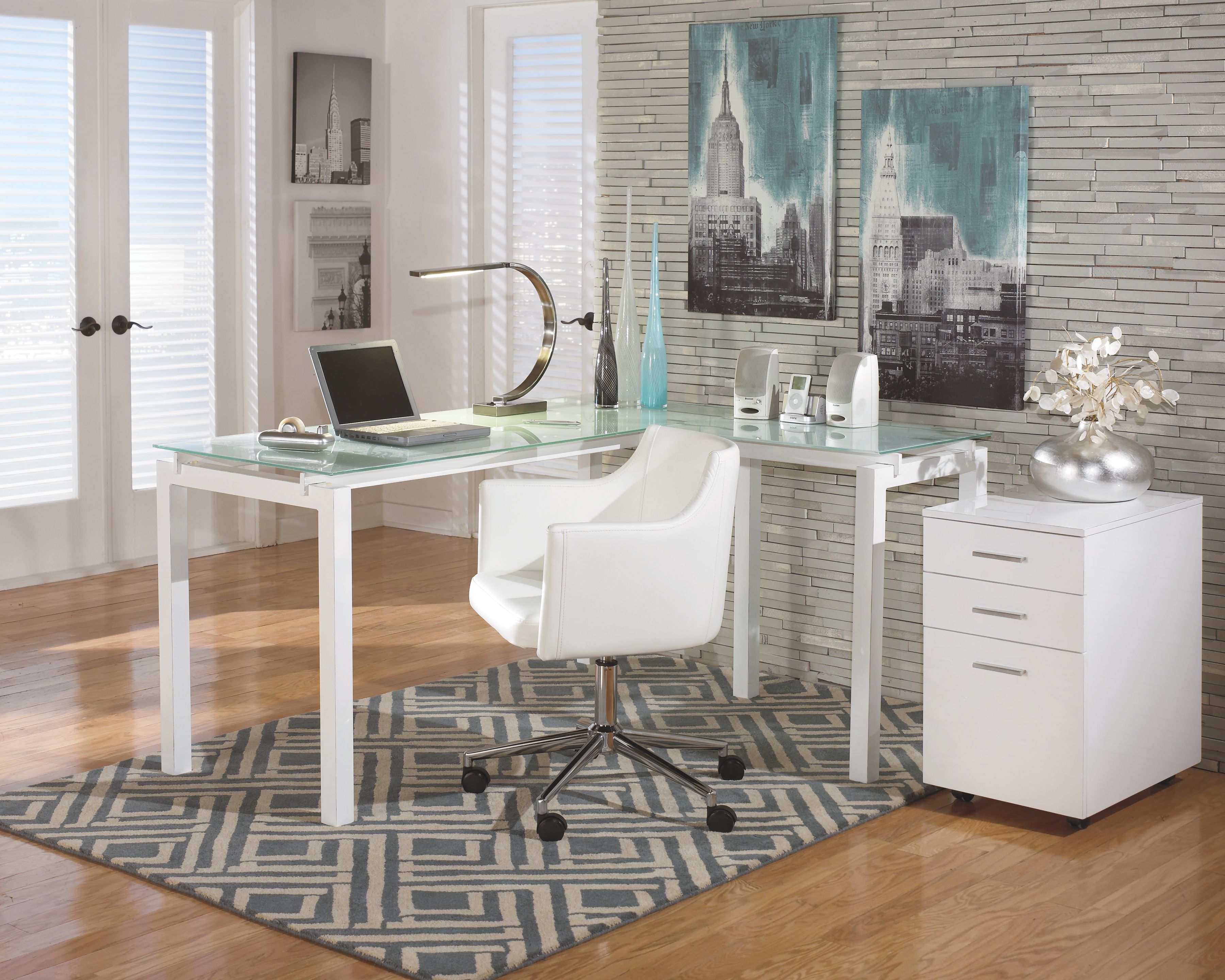 Baraga - Blanc - Chaise de bureau pivotante pour la maison