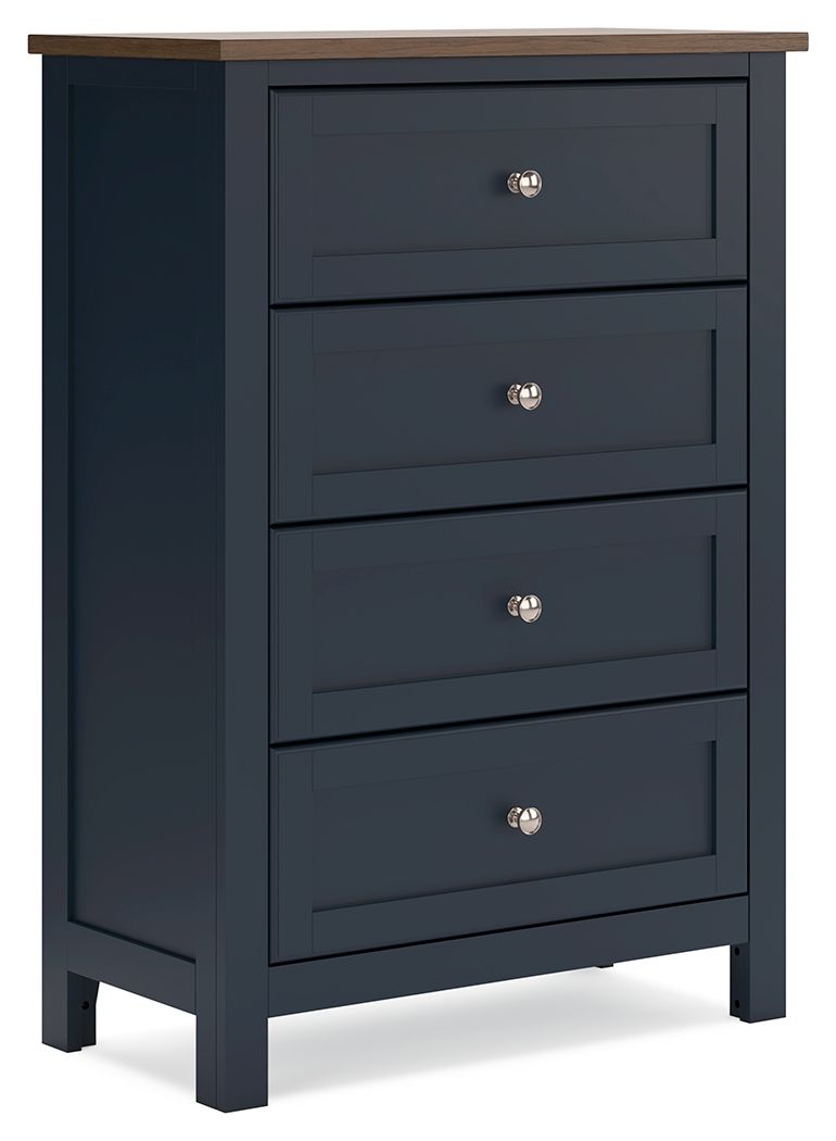 Landocken - Marron / Bleu - Commode à quatre tiroirs