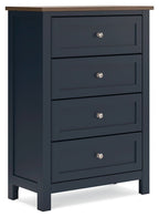 Landocken - Marron / Bleu - Commode à quatre tiroirs