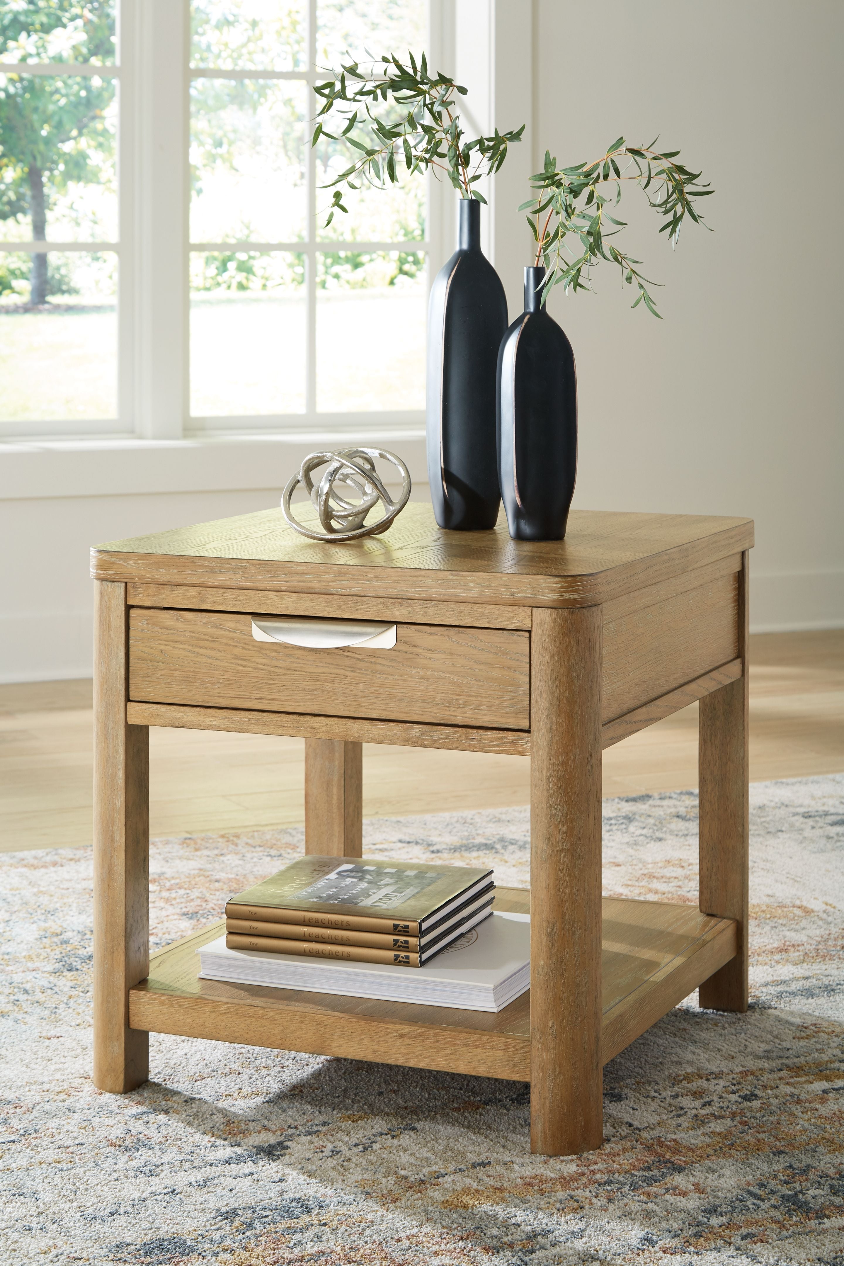 Rencott - Brun clair - Table d'appoint rectangulaire