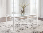 Chalanna - Blanc - Table à rallonge rectangulaire pour salle à manger
