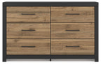 Vertani - Noir / Marron miel - Commode six tiroirs
