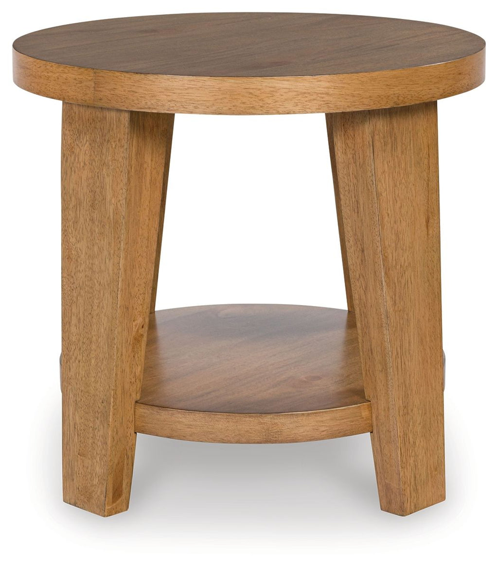 Kristiland - Table d'appoint ronde marron clair