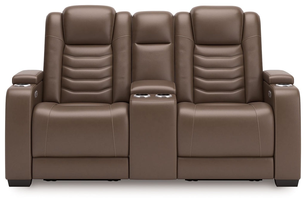 High Impact - Tabac - Causeuse inclinable électrique avec console / Hauteur réglable