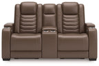 High Impact - Tabac - Causeuse inclinable électrique avec console / Hauteur réglable