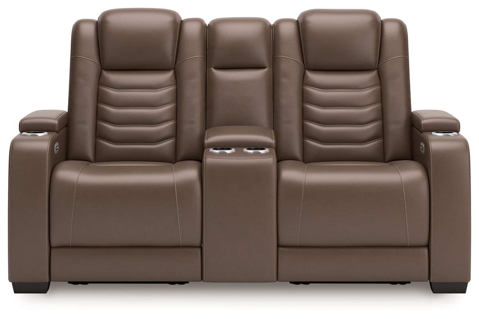 High Impact - Tabac - Causeuse inclinable électrique avec console / Hauteur réglable
