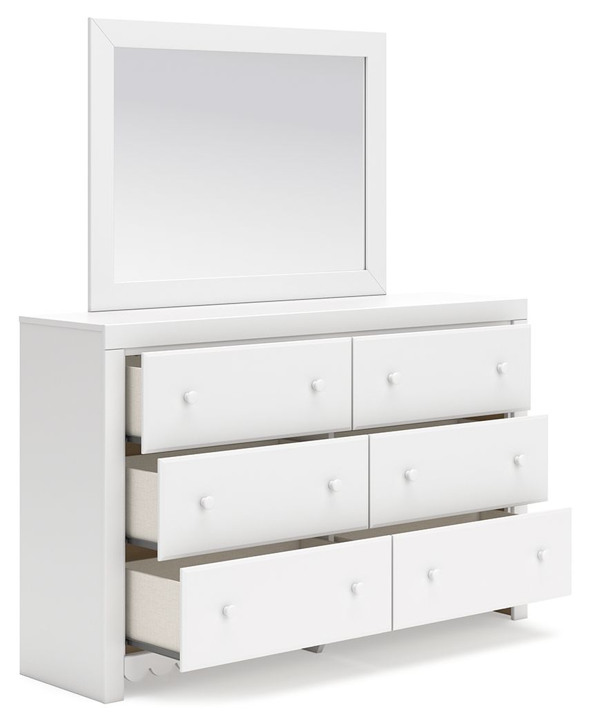 Mollviney - Blanc - Commode et miroir