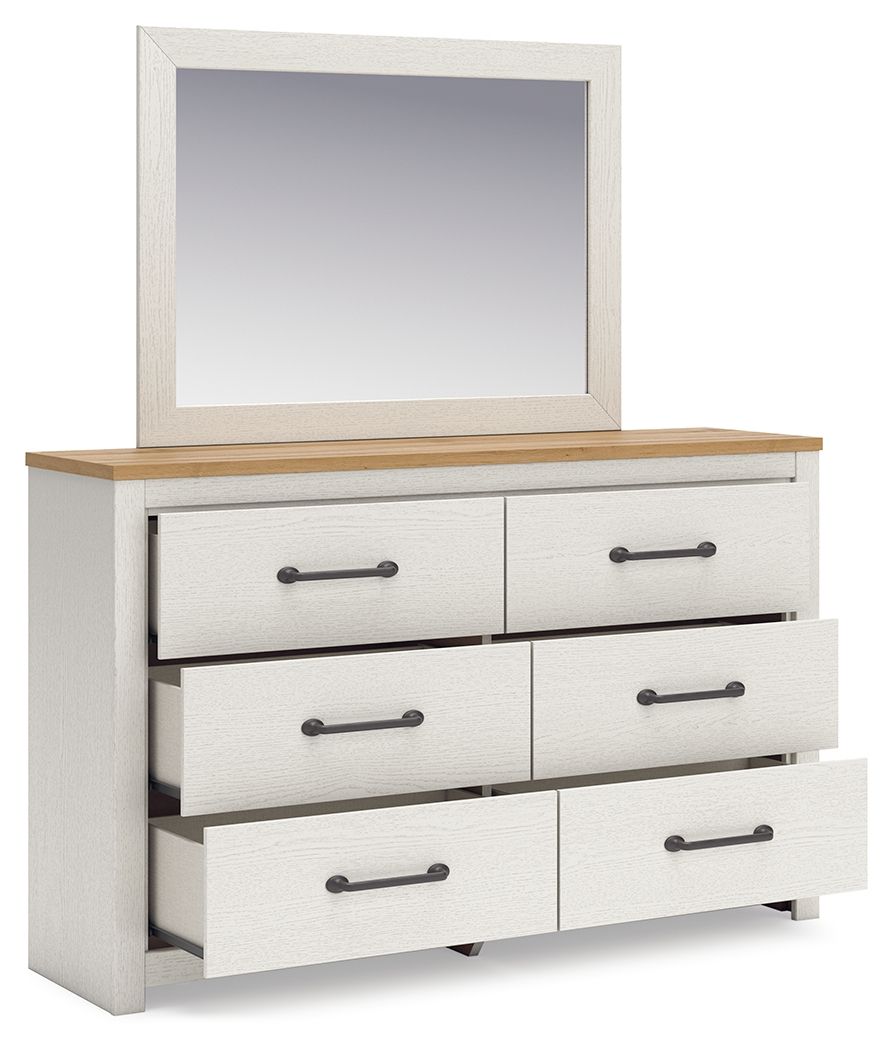 Linnocreek - Blanc / Brun Chaud - Commode et Miroir