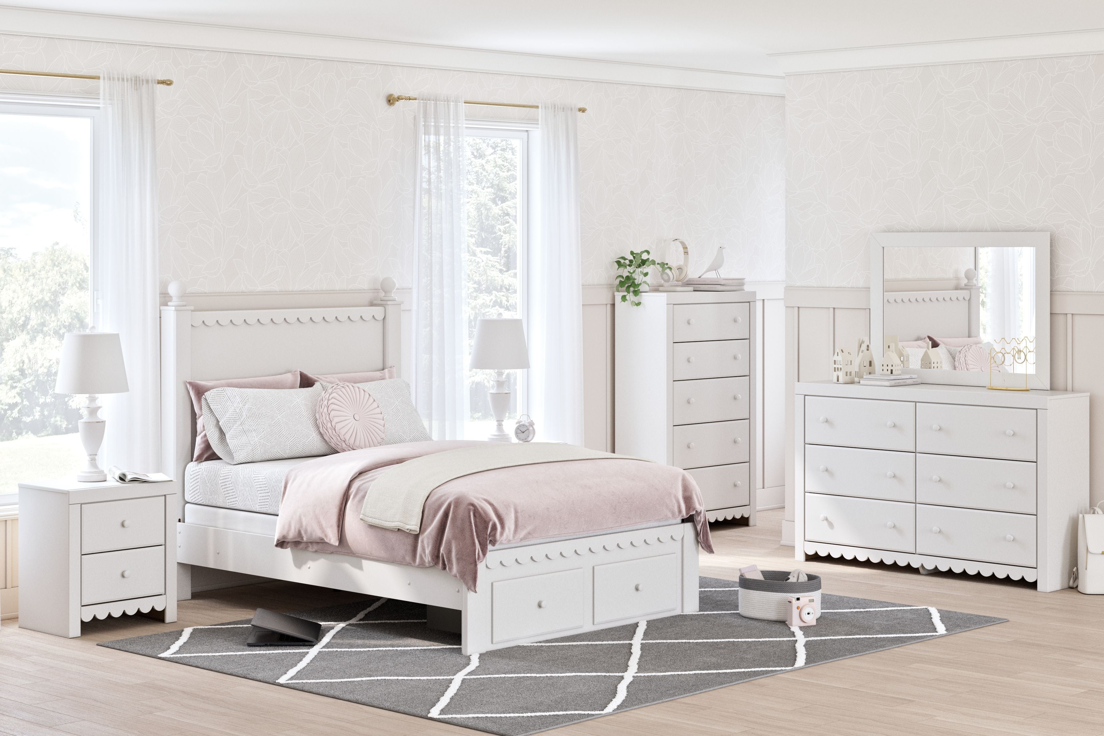 Mollviney - Blanc - Miroir de chambre