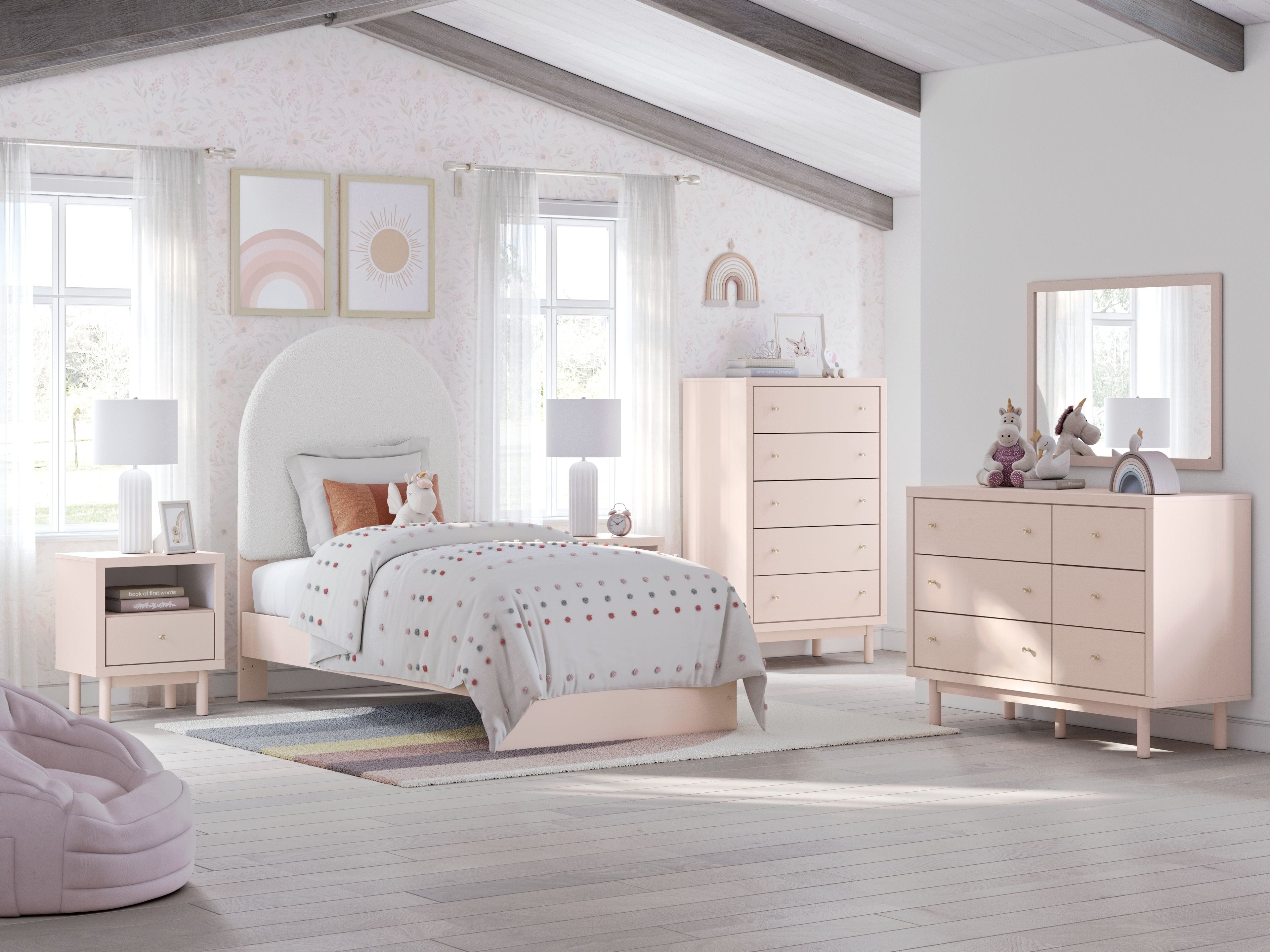 Wistenpine - Blush - Commode et miroir