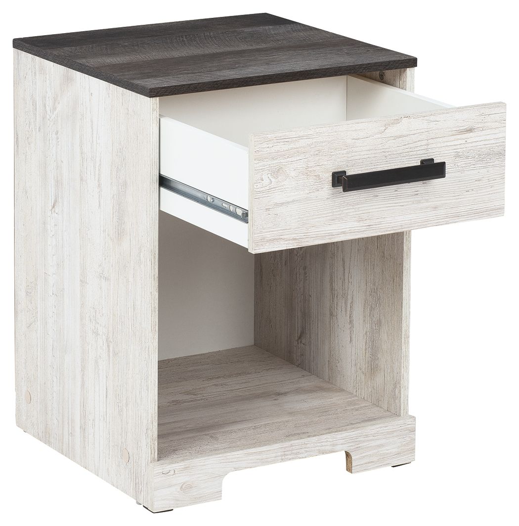 Shawburn - Blanchiment / Gris anthracite - Table de chevet à un tiroir