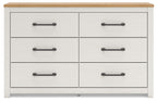 Linnocreek - Blanc / Brun chaud - Commode à six tiroirs