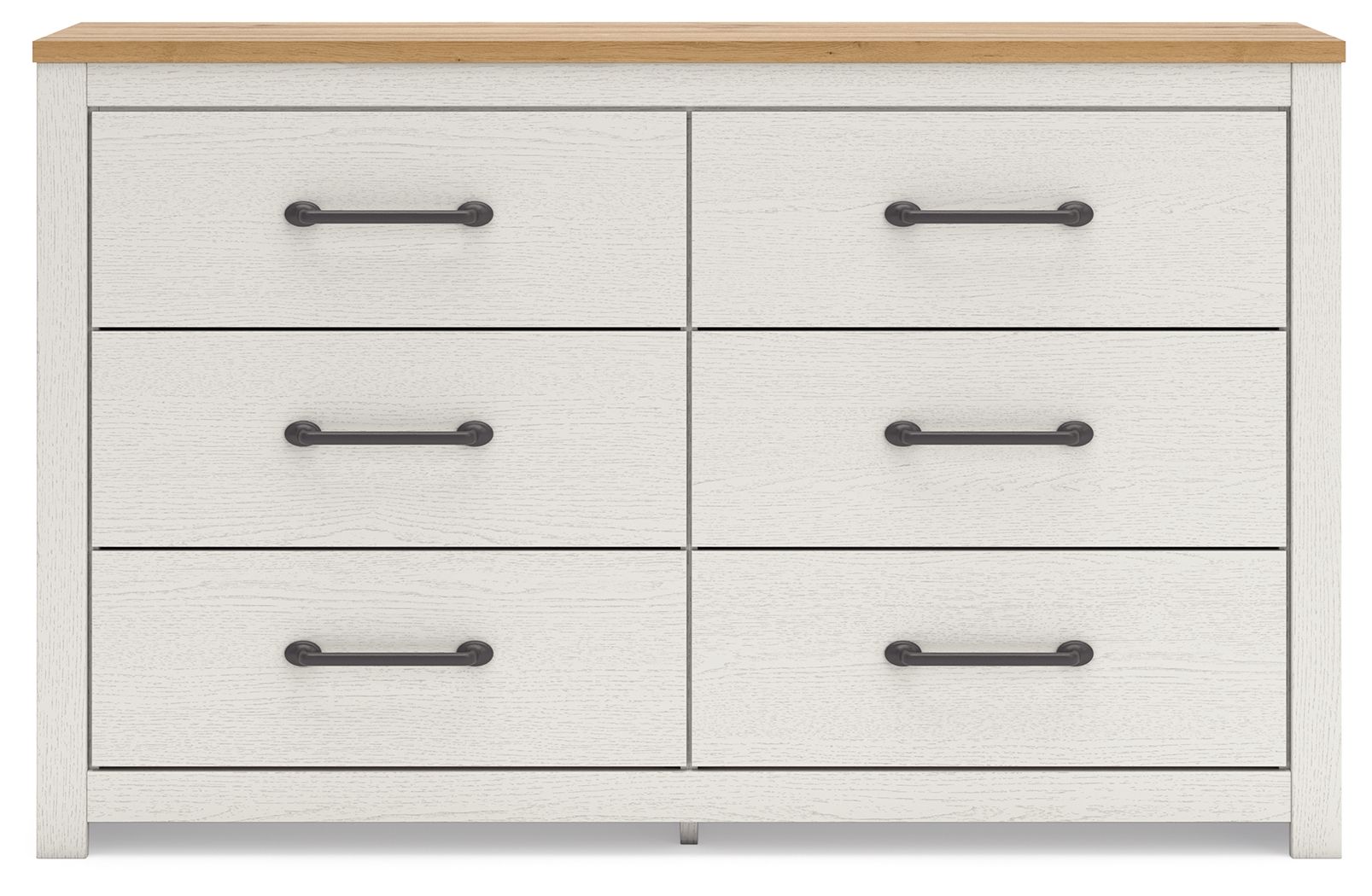Linnocreek - Blanc / Brun chaud - Commode à six tiroirs