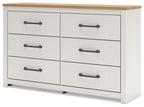 Linnocreek - Blanc / Brun chaud - Commode à six tiroirs