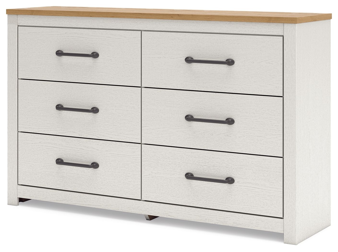 Linnocreek - Blanc / Brun chaud - Commode à six tiroirs