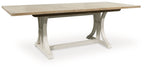 Shaybrock - Table à rallonge rectangulaire de salle à manger blanc antique / marron