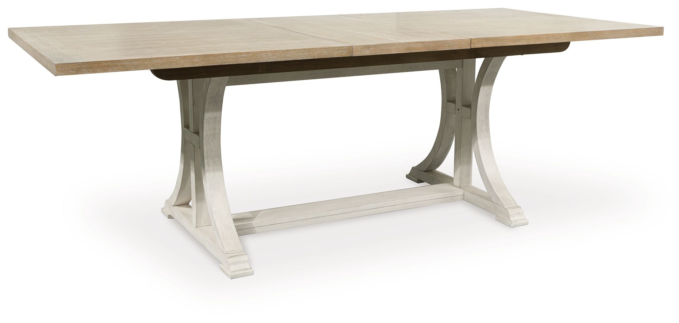 Shaybrock - Table à rallonge rectangulaire de salle à manger blanc antique / marron