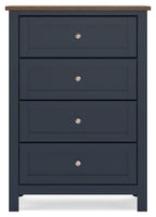 Landocken - Marron / Bleu - Commode à quatre tiroirs