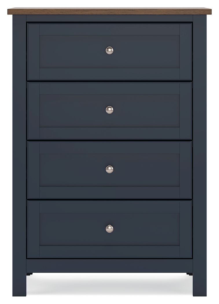 Landocken - Marron / Bleu - Commode à quatre tiroirs