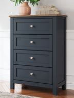 Landocken - Marron / Bleu - Commode à quatre tiroirs