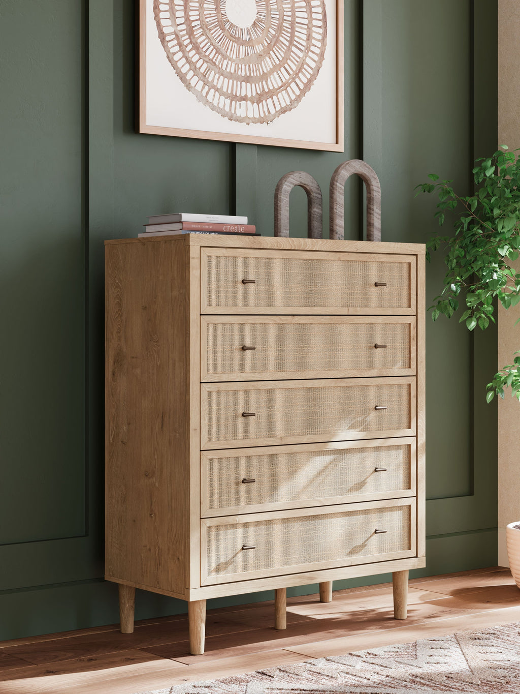 Cielden - Commode large à cinq tiroirs bicolore
