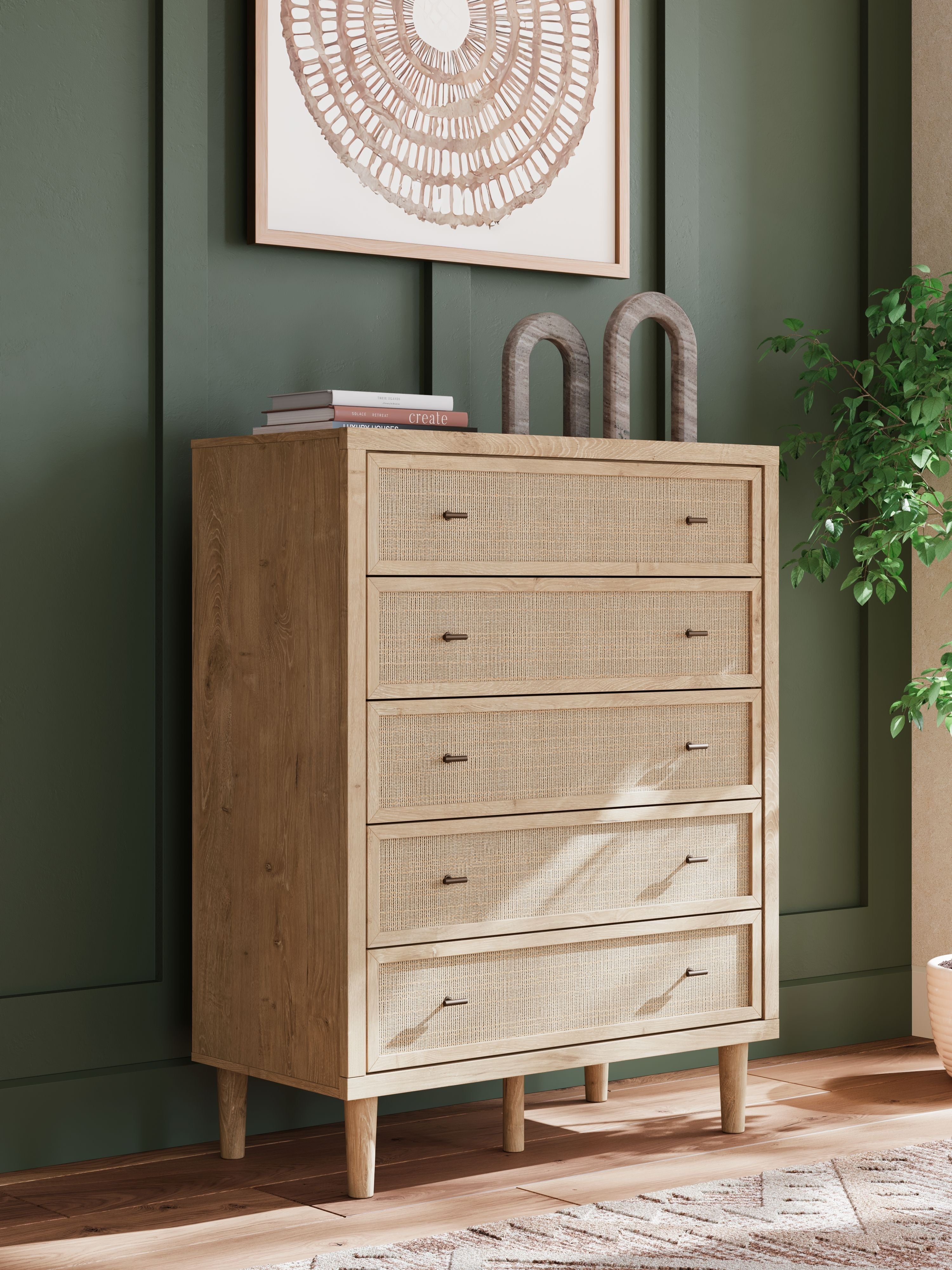 Cielden - Commode large à cinq tiroirs bicolore