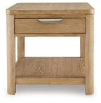 Rencott - Brun clair - Table d'appoint rectangulaire