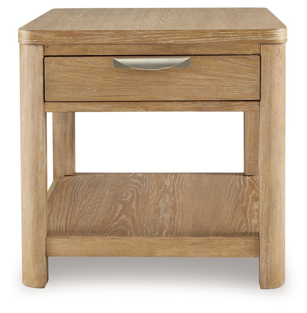 Rencott - Brun clair - Table d'appoint rectangulaire