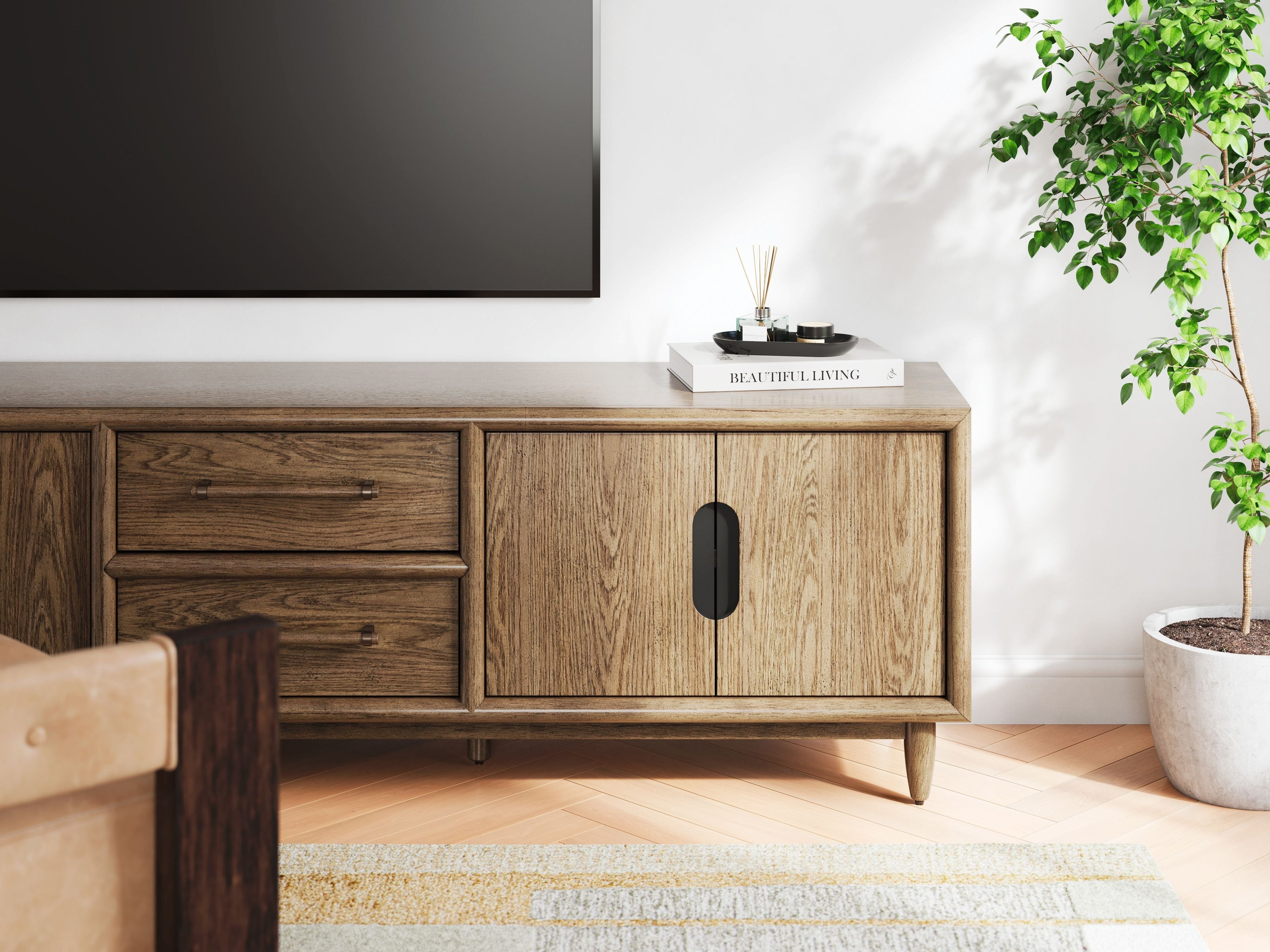 Roanhowe - Marron - Meuble TV extra large