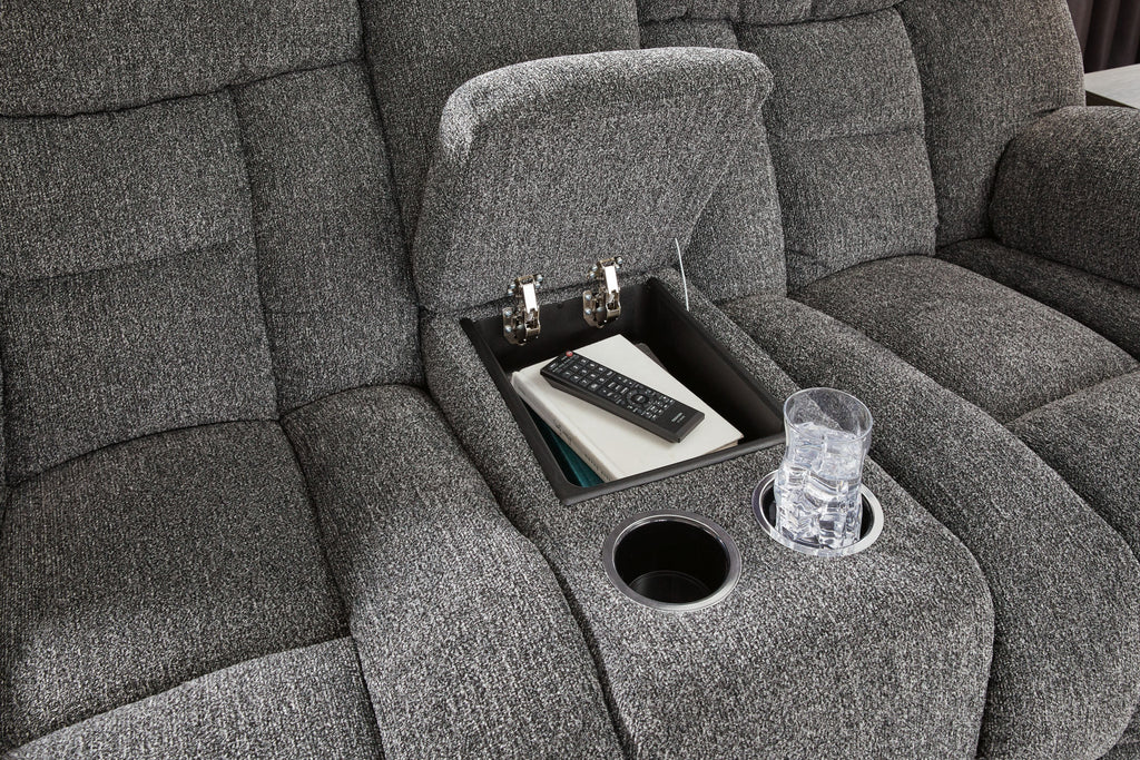 Foreside - Anthracite - Canapé double inclinable avec console
