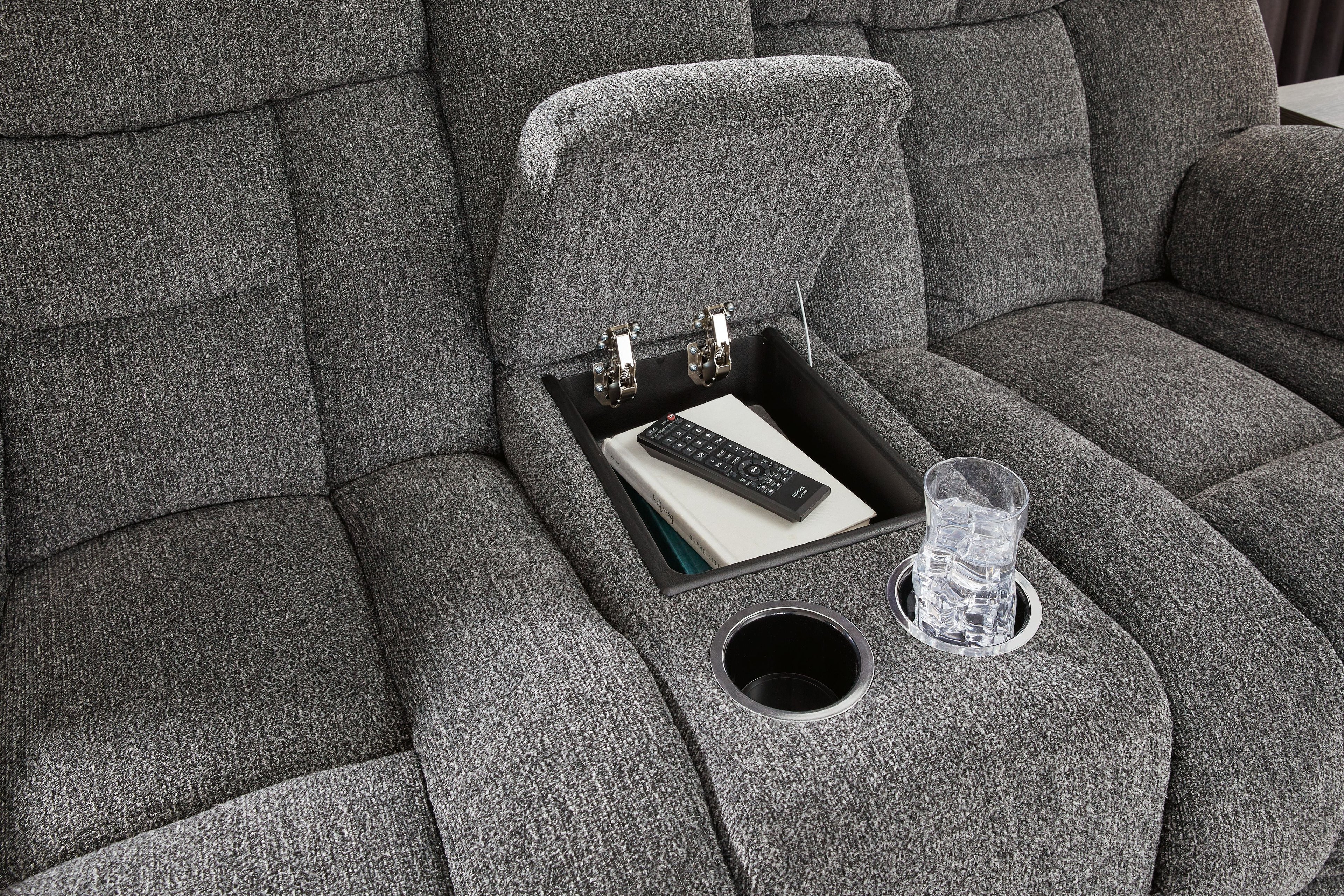 Foreside - Anthracite - Canapé double inclinable avec console